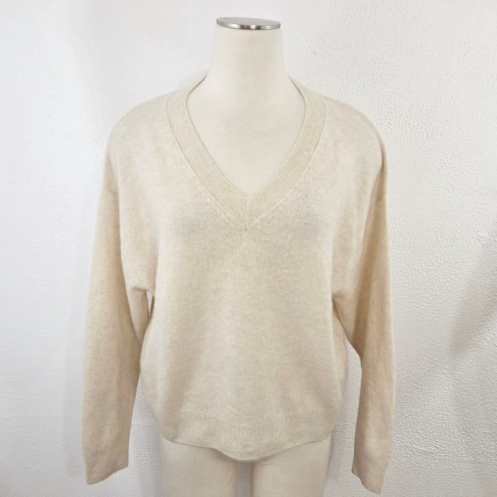 Crush cashmere Malibu V 2.0 sweater v-neck jumper cream women's size 1 small